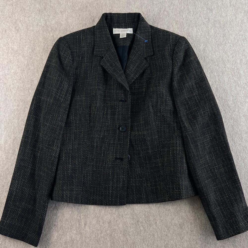 Petite Sophisticate Women's Tweed Blazer Black Size 6